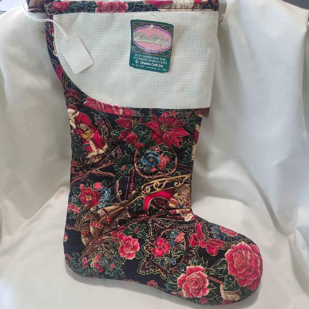 Floral Christmas Stock 14ct  Aida Band Charles Craft Cotton Vintage PO